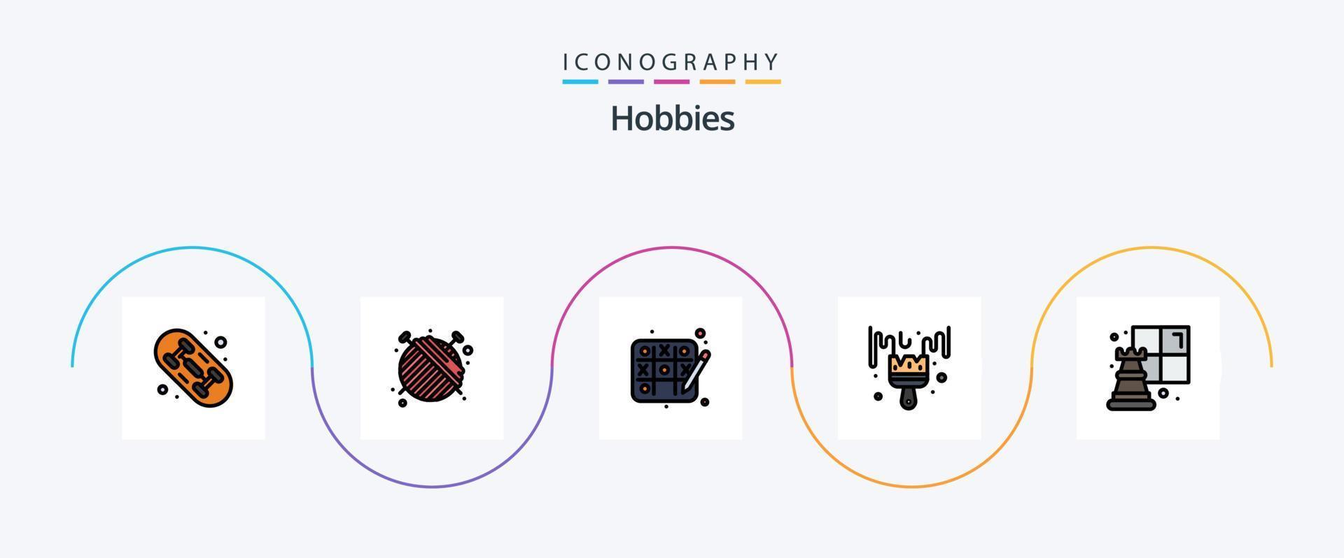 Hobbies Line Filled Flat 5 Icon Pack Including . game. hobbies. chess. hobbies vector