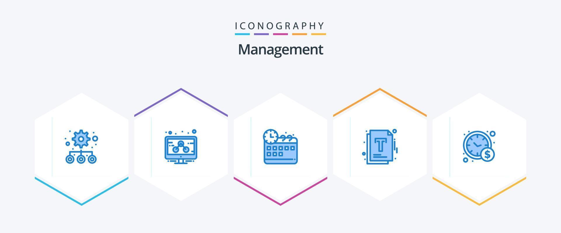 gestión de 25 paquetes de iconos azules que incluyen . negocio. tiempo. gestión del tiempo. mejoramiento vector
