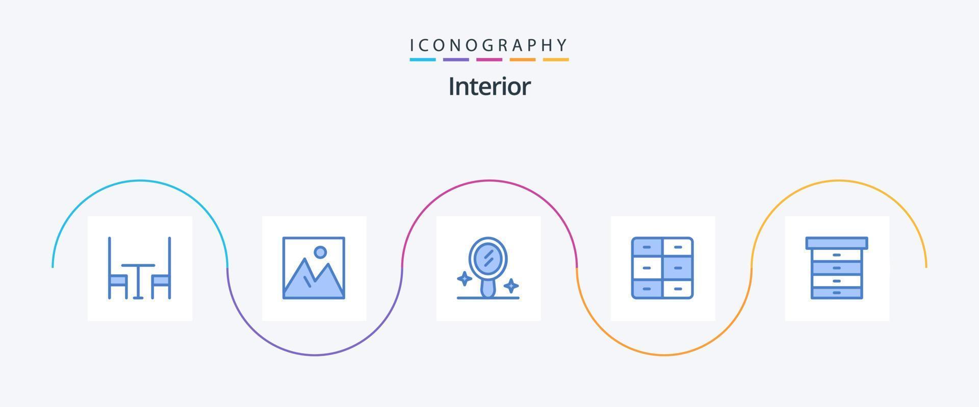 Interior Blue 5 Icon Pack Including . drawer. interior. decor. furniture vector