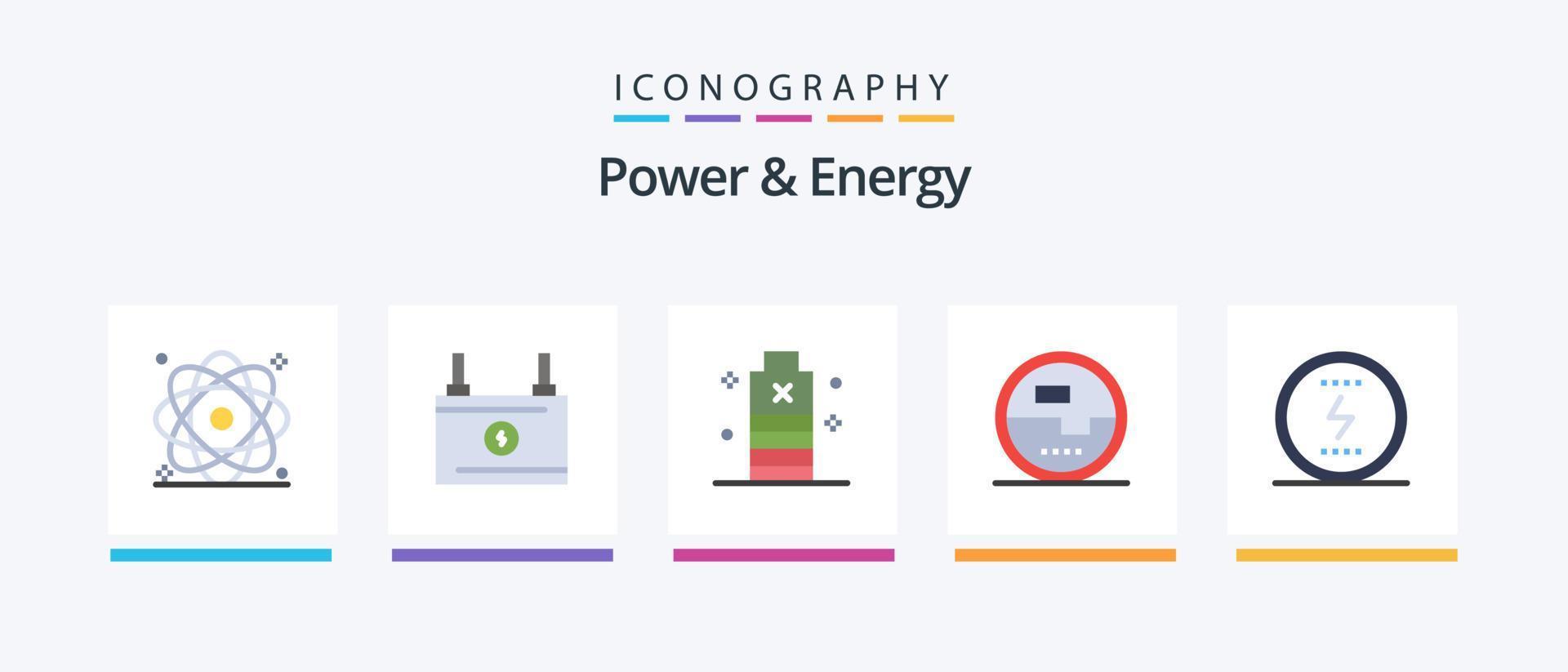 paquete de iconos de 5 planos de potencia y energía que incluye medición. electrónica. fuerza. construcción y herramientas. bajo. diseño de iconos creativos vector