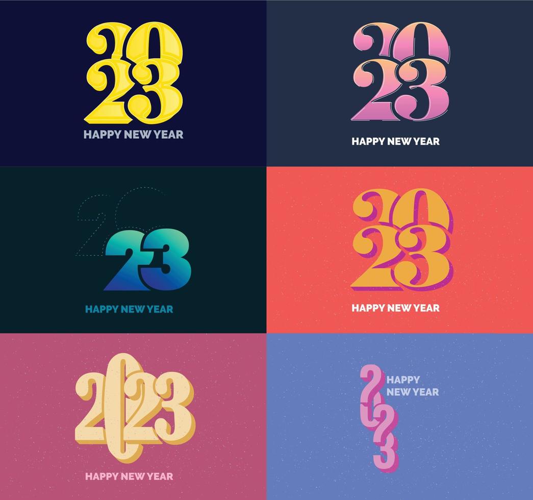 Big Set of 2023 Happy New Year logo text design 2023 number design template vector