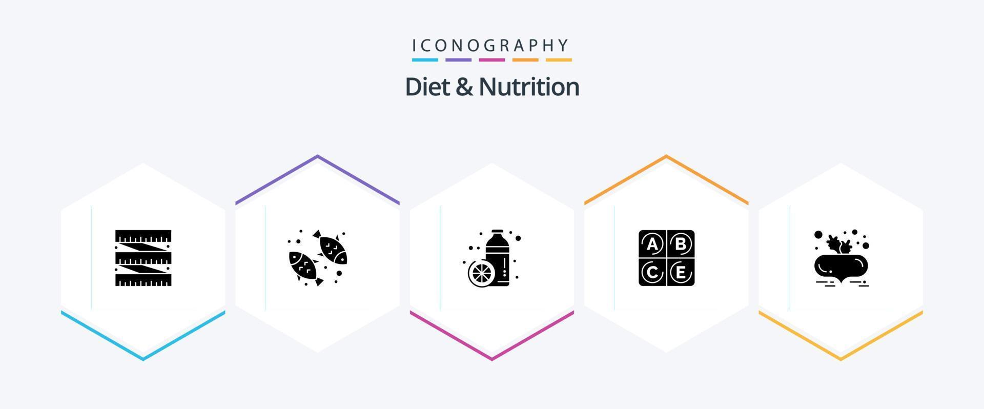 paquete de iconos de 25 glifos de dieta y nutrición que incluye comida. remolacha con hojas. dieta. salud. dieta vector