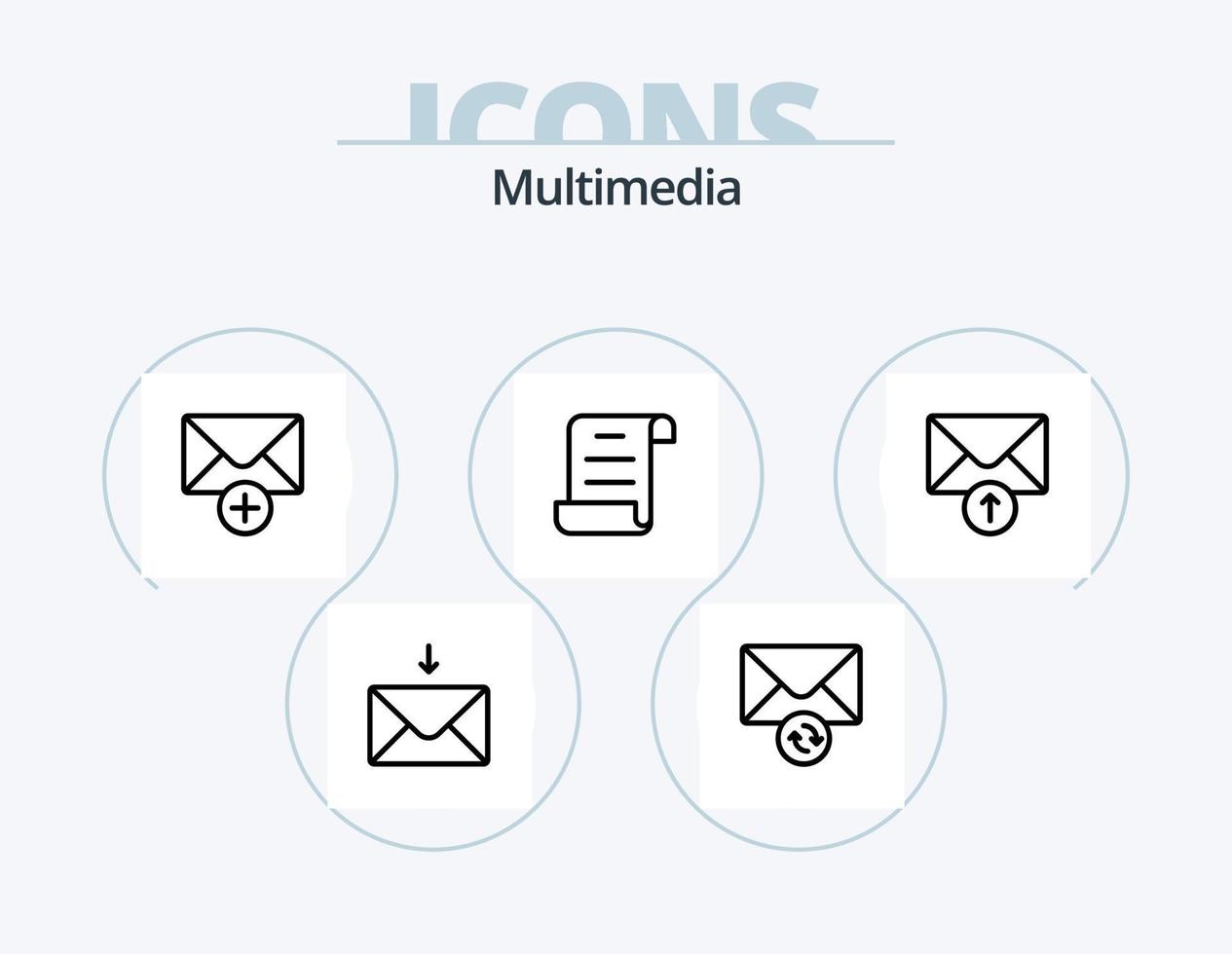 Multimedia Line Icon Pack 5 Icon Design. . . private. receive. mail vector