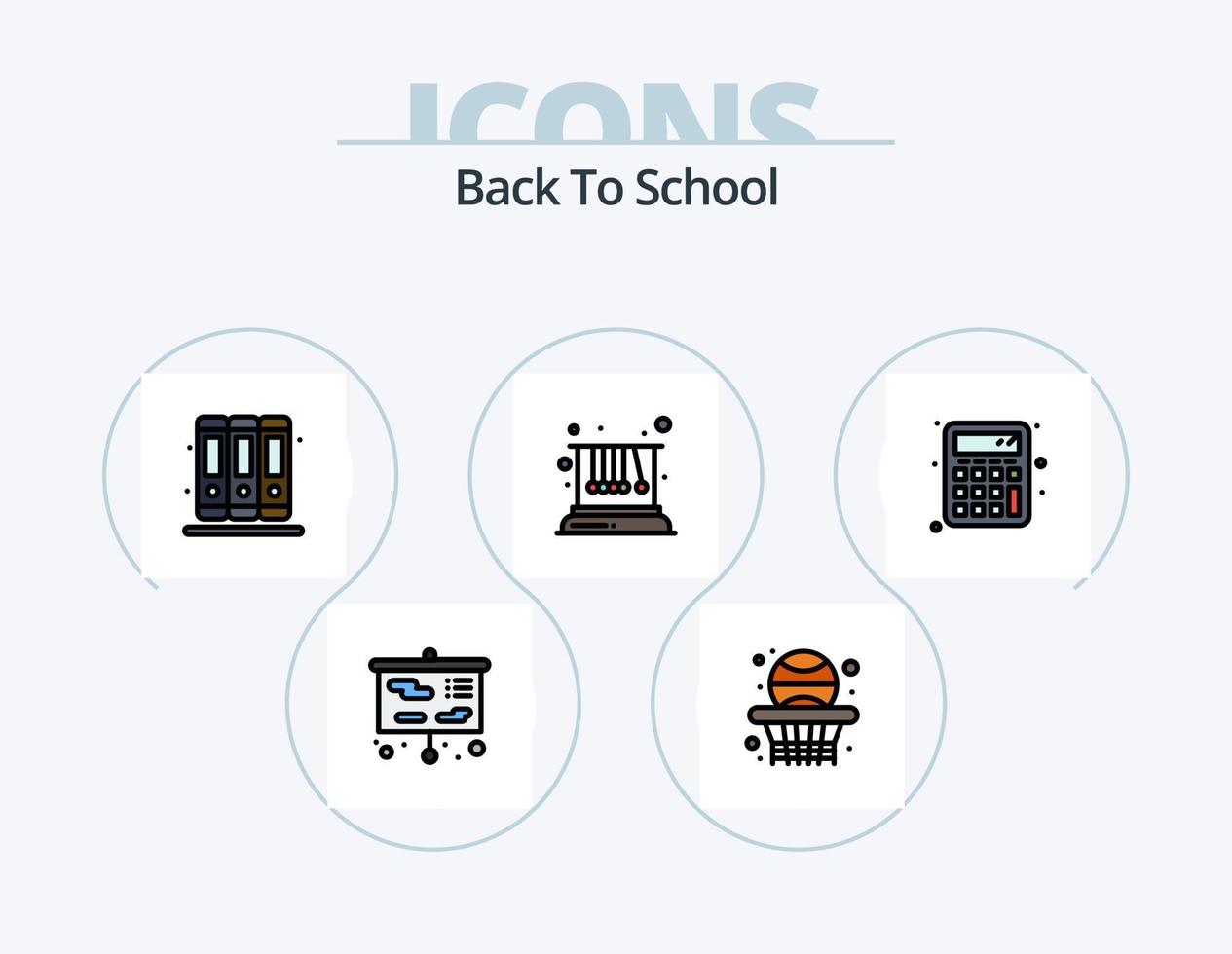 línea de regreso a la escuela paquete de iconos llenos 5 diseño de iconos. educación. microscopio. educación. laboratorio. química vector