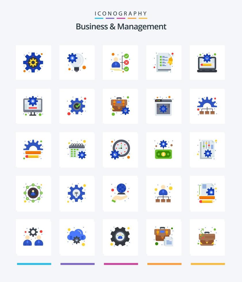 Creative Business And Management 25 Flat icon pack  Such As business. management system. portfolio. management. tasks vector