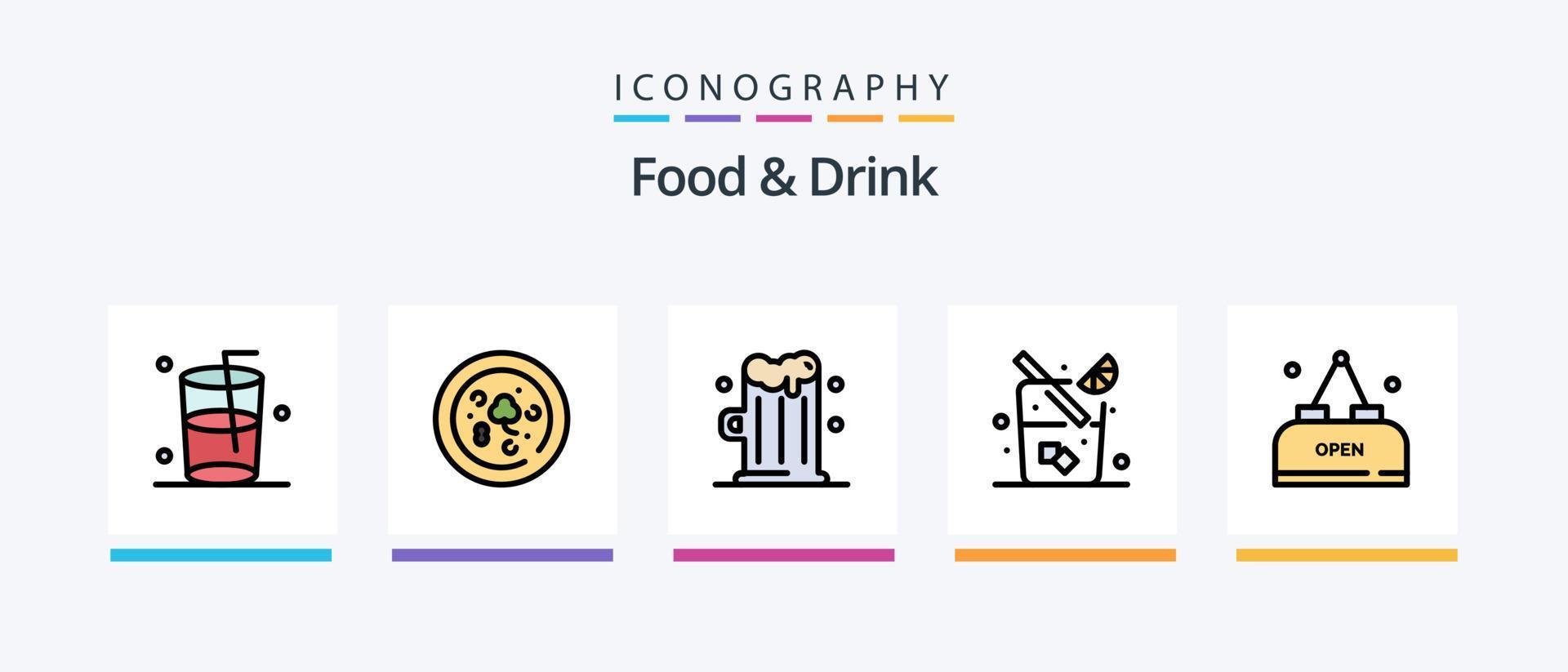 paquete de 5 íconos llenos de línea de comida y bebida que incluye . alimento. sandía. agua. diseño de iconos creativos vector