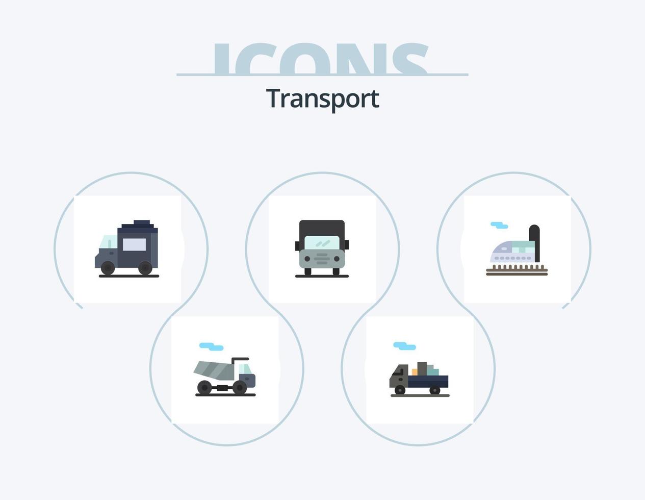 diseño de iconos del paquete de iconos planos de transporte 5. . transporte. gente. tren. camión vector