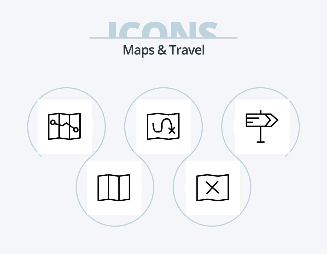 Mapas y diseño de iconos del paquete de iconos de línea de viaje 5. . . náutico. transporte. camino vector