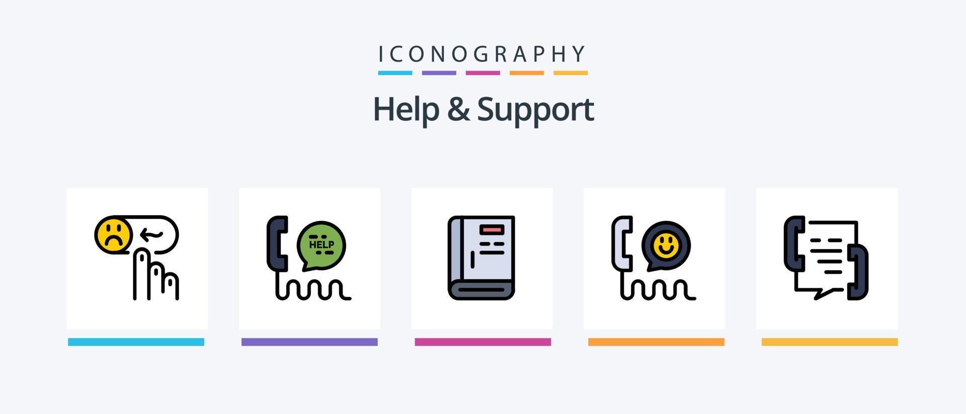 Help And Support Line Filled 5 Icon Pack Including guide. book. rating. mail. email. Creative Icons Design vector