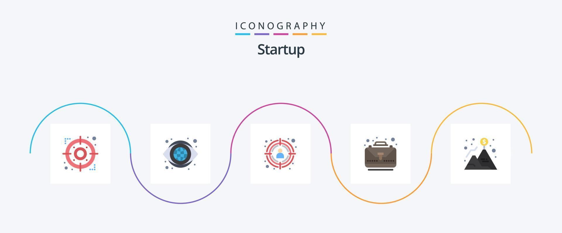 paquete de iconos de inicio plano 5 que incluye montaña. logro. SEO bolsa. caso vector