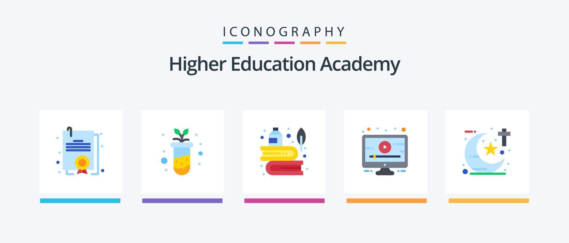 paquete de íconos de academia plana 5 que incluye estudios. religión. educación. tutorial. lección. diseño de iconos creativos vector