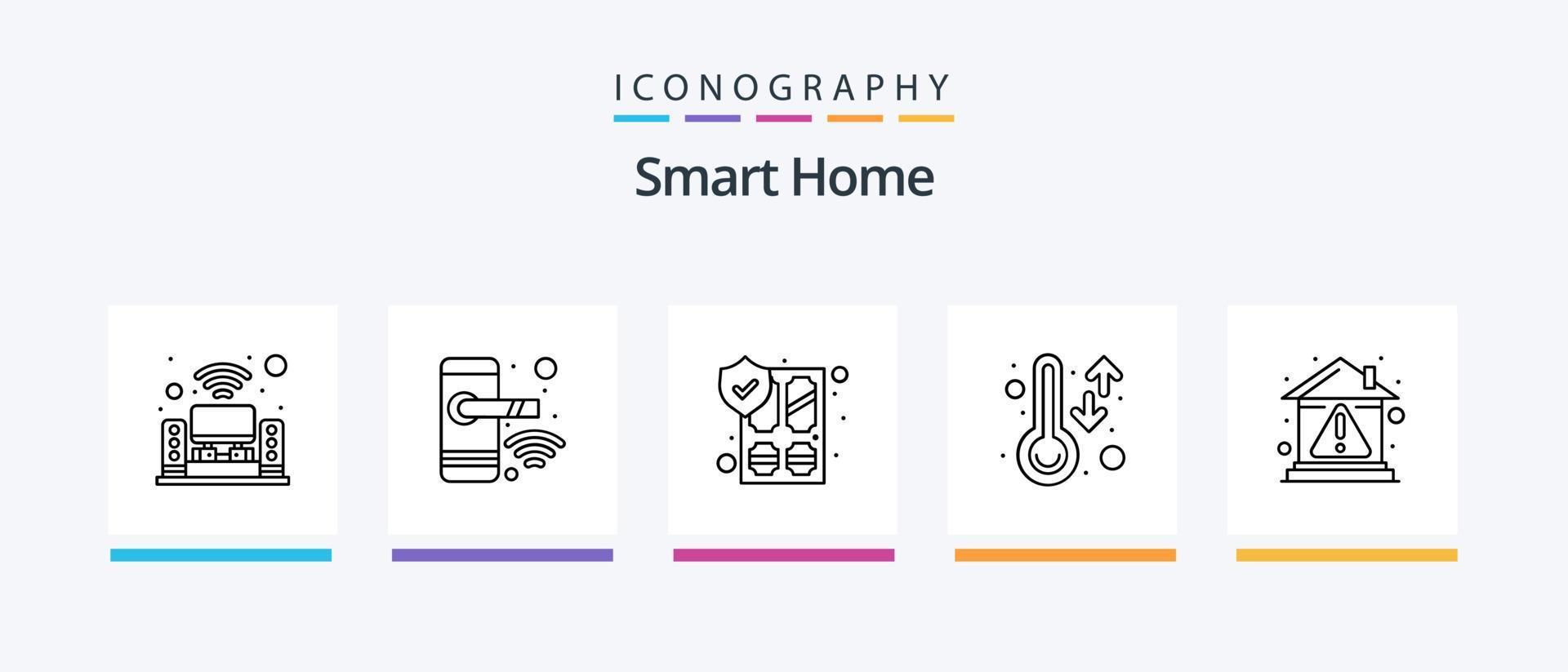 paquete de iconos de línea 5 de casa inteligente que incluye red. hogar. cocina. control. seguridad. diseño de iconos creativos vector