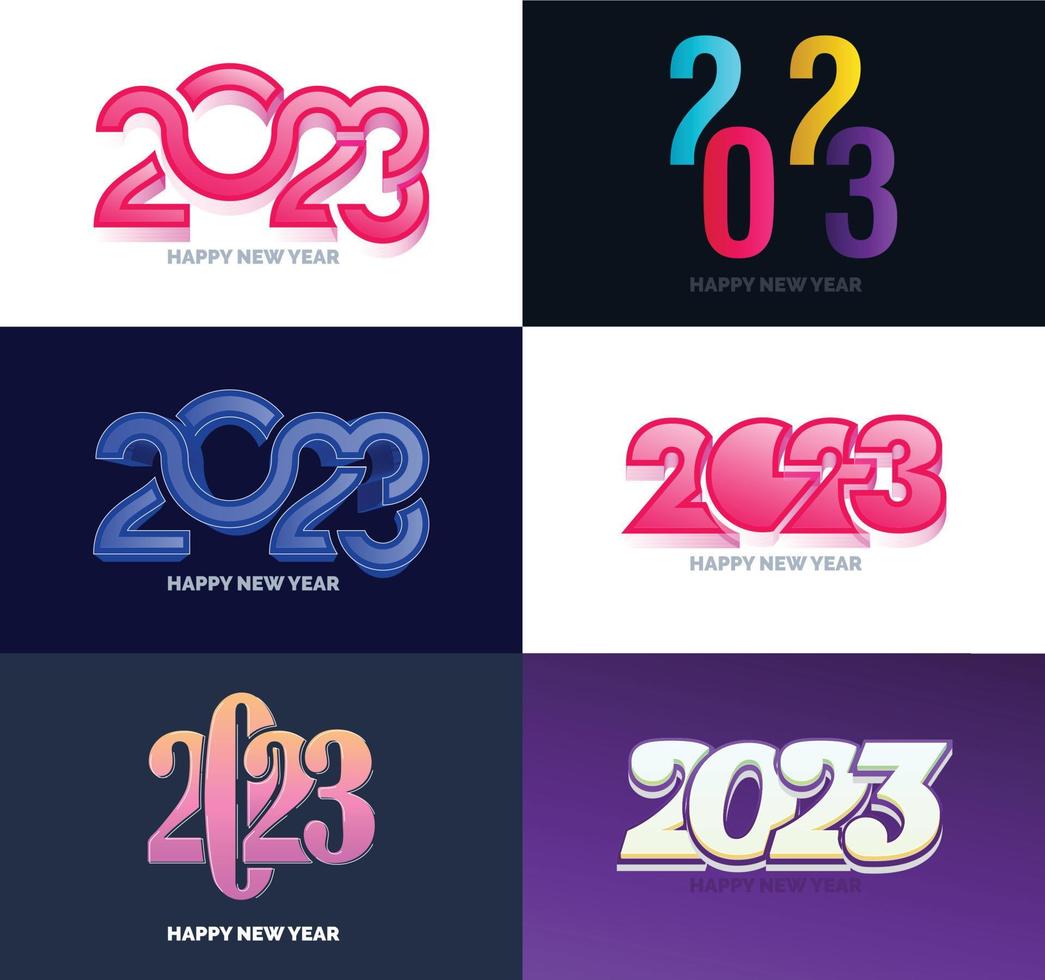 Big Collection of 2023 Happy New Year symbols Cover of business diary for 2023 with wishes vector