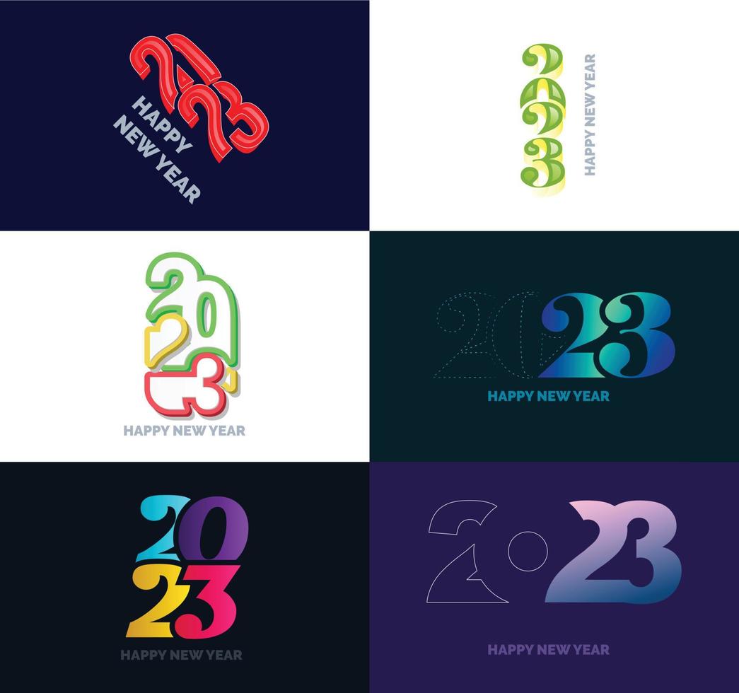 Big Collection of 2023 Happy New Year symbols Cover of business diary for 2023 with wishes vector