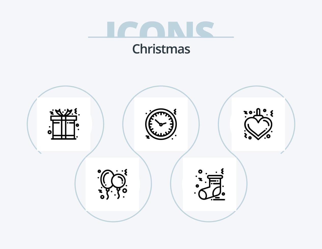 paquete de iconos de línea navideña 5 diseño de iconos. Navidad. Navidad. presente. dulce. globo vector