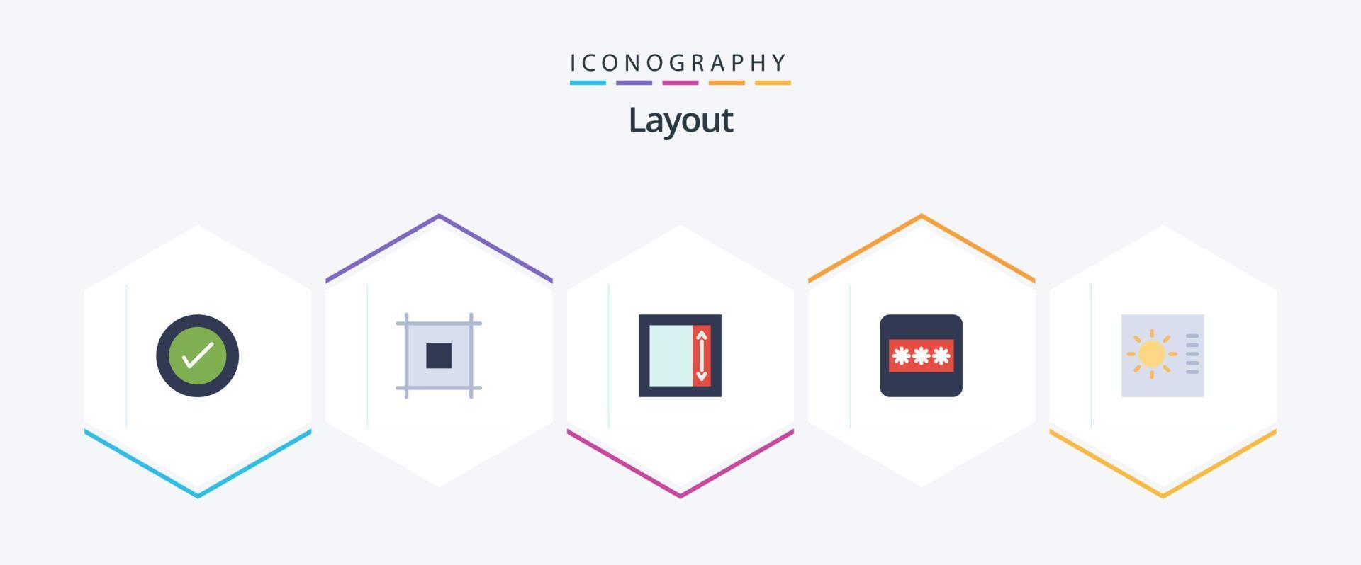 Layout 25 Flat icon pack including . layout. i frame. gauge. password vector