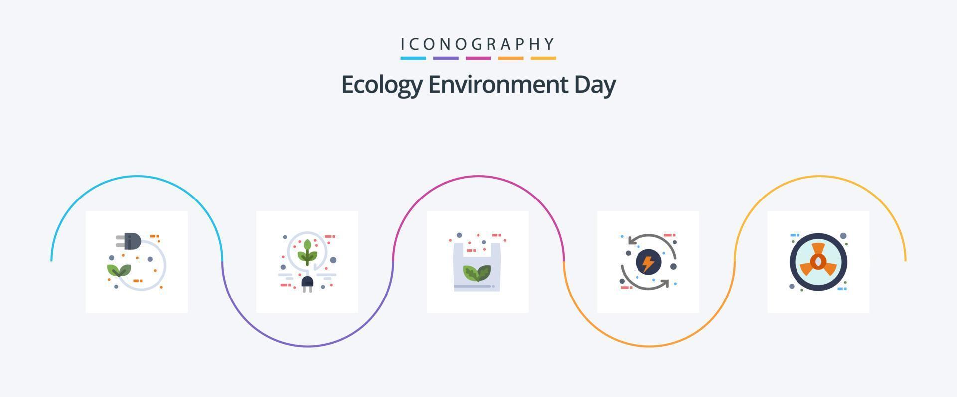 paquete de iconos de ecología plana 5 que incluye energía. desarrollo. verde. control. compras vector