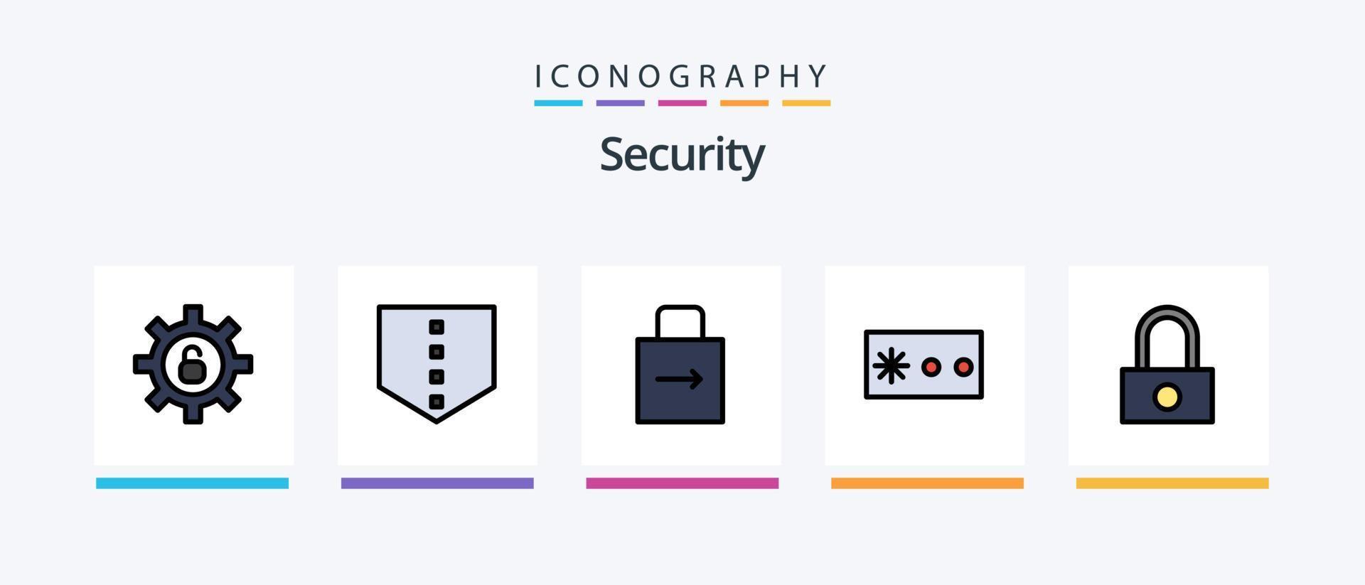 Security Line Filled 5 Icon Pack Including . shield. touch. security. key. Creative Icons Design vector