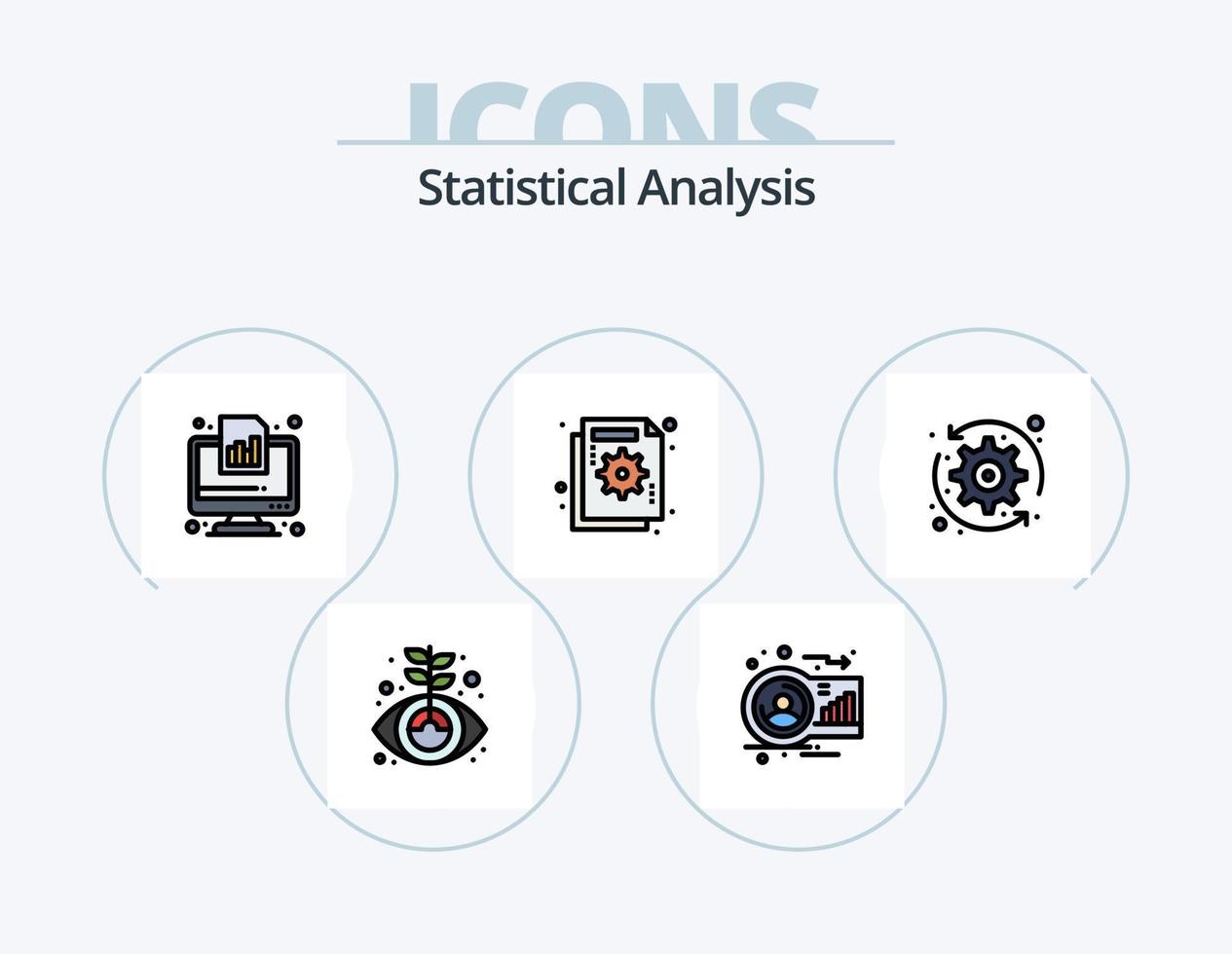 línea de análisis estadístico lleno de icono paquete 5 diseño de icono. cuadro. estadísticas de búsqueda estadística. magnificación del gráfico. análisis de datos vector