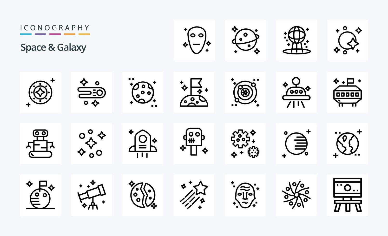 25 Space And Galaxy Line icon pack vector