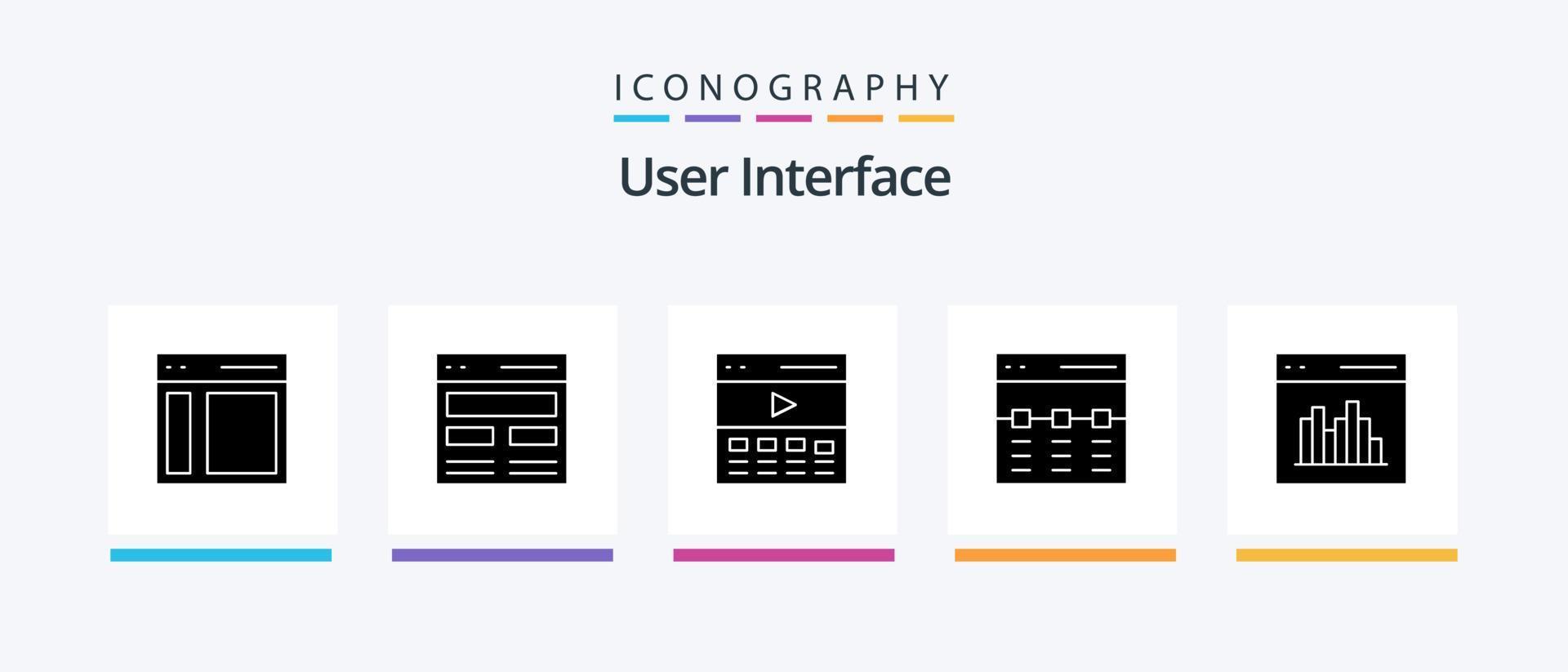 paquete de iconos de glifo 5 de interfaz de usuario que incluye comunicación. aplicación interfaz. interfaz. héroe. diseño de iconos creativos vector