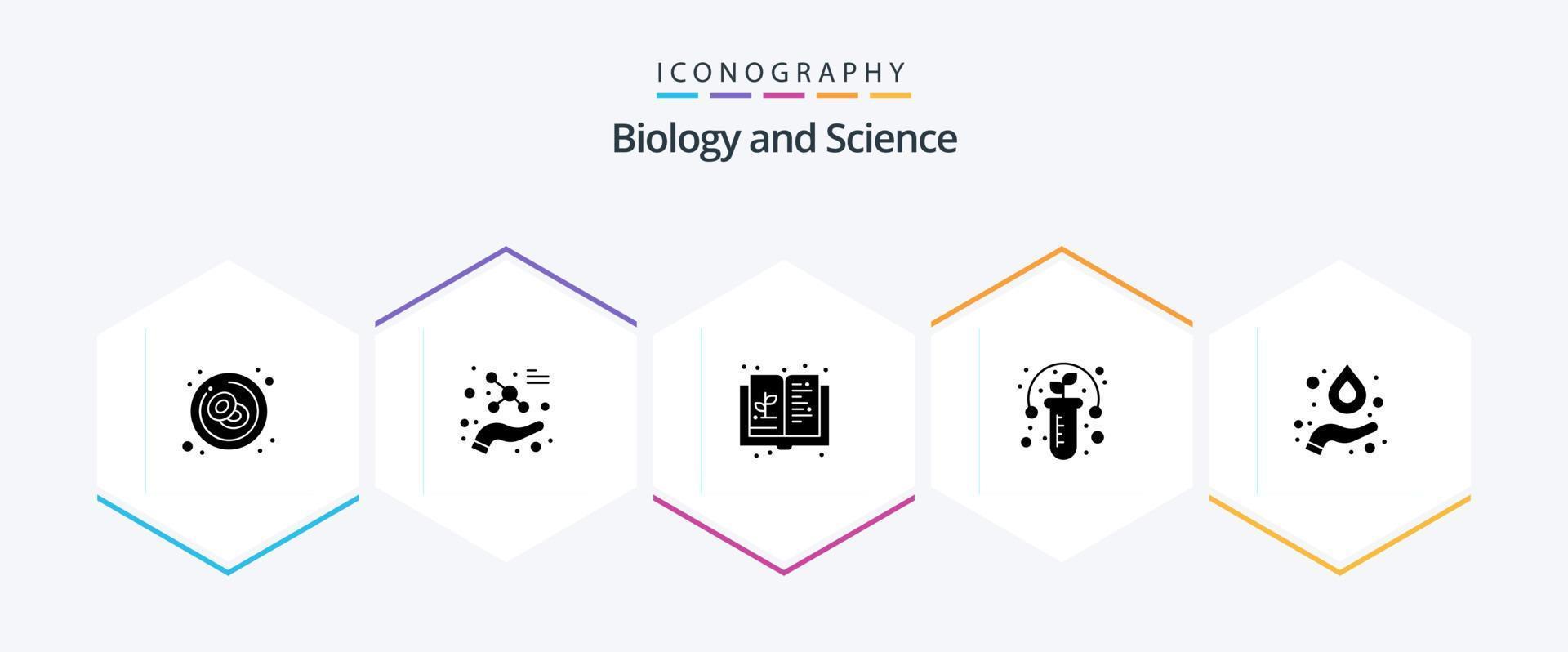 paquete de iconos de 25 glifos de biología que incluye tubo. planta. ciencia. gmo. crecimiento vector