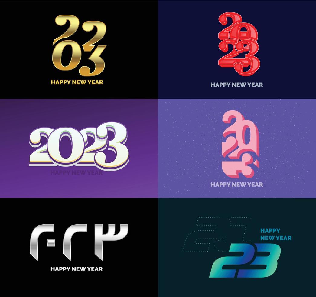 Big Collection of 2023 Happy New Year symbols Cover of business diary for 2023 with wishes vector