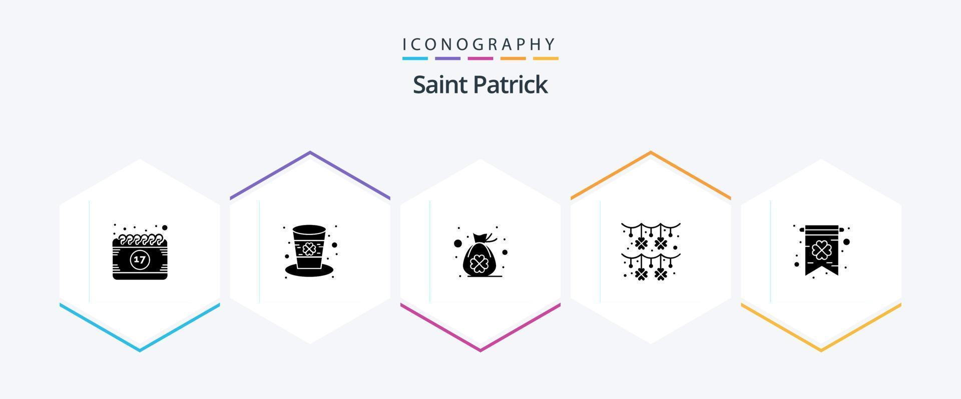 Saint Patrick 25 Glyph icon pack including card. clover. leprechaun. garland. luck vector