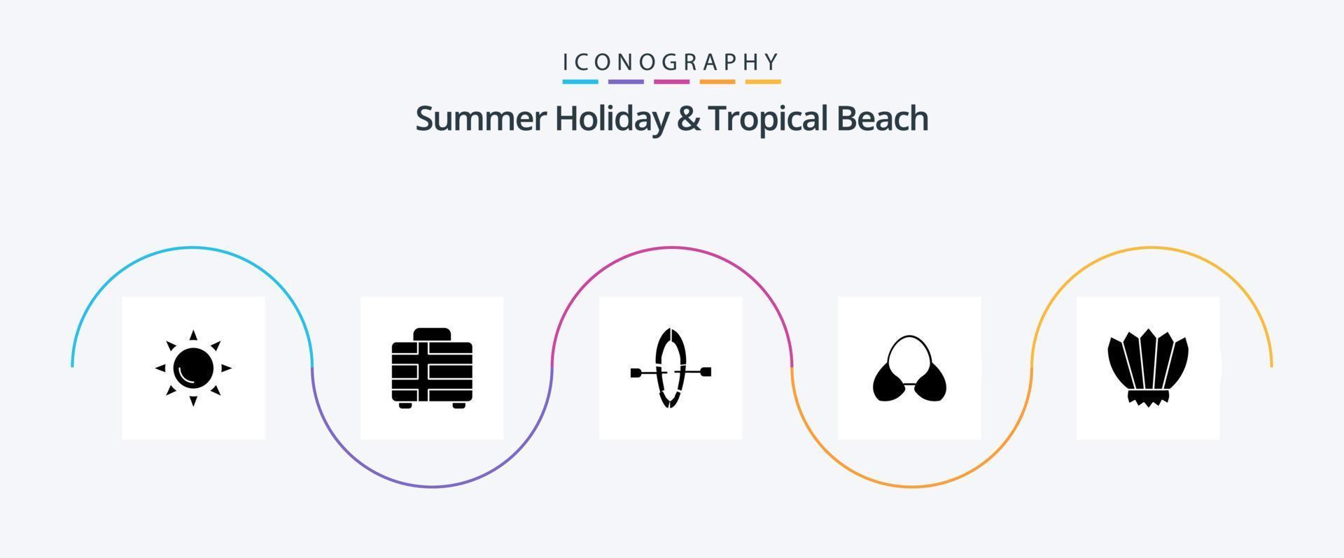 paquete de iconos de glifo de playa 5 que incluye aletas. buceo. verano. ropa. bikini vector