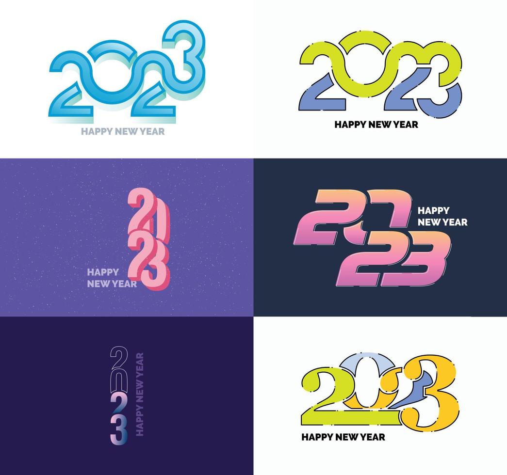Big Collection of 2023 Happy New Year symbols Cover of business diary for 2023 with wishes vector