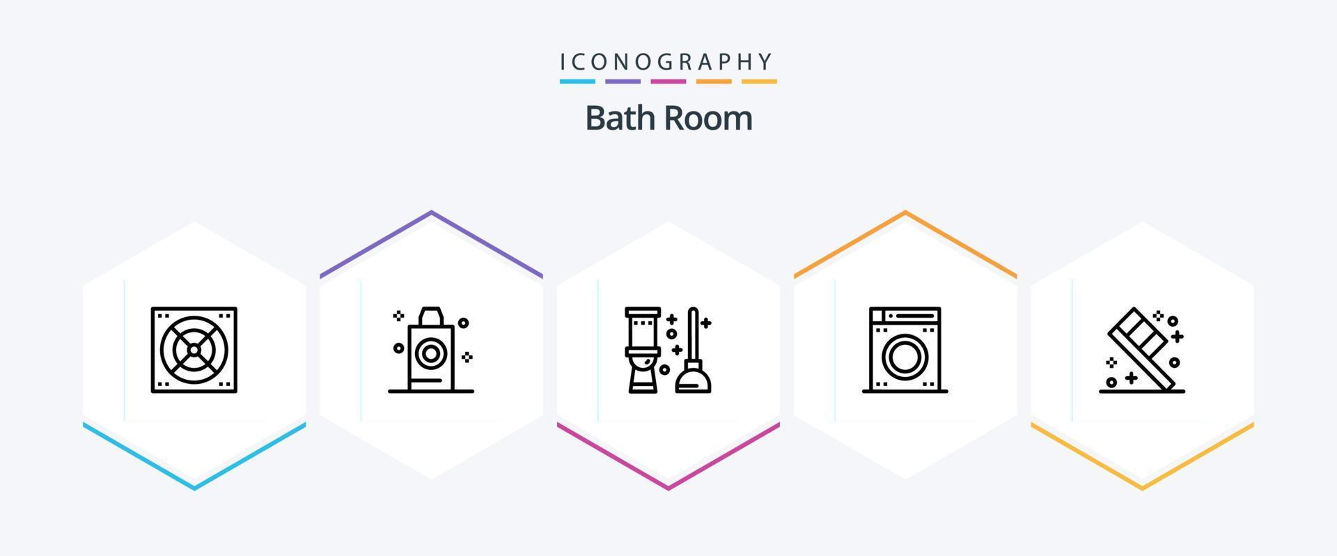 Bath Room 25 Line icon pack including . bath. clean. toothbrush. machine vector