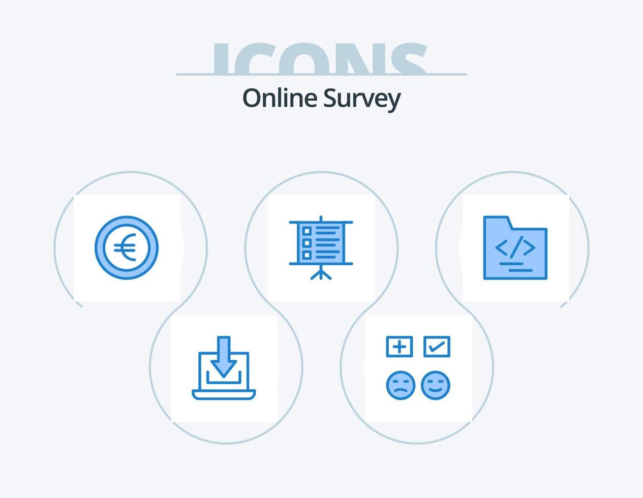 encuesta en línea icono azul paquete 5 diseño de iconos. negocio. carpeta. agregar. presentación. negocio vector