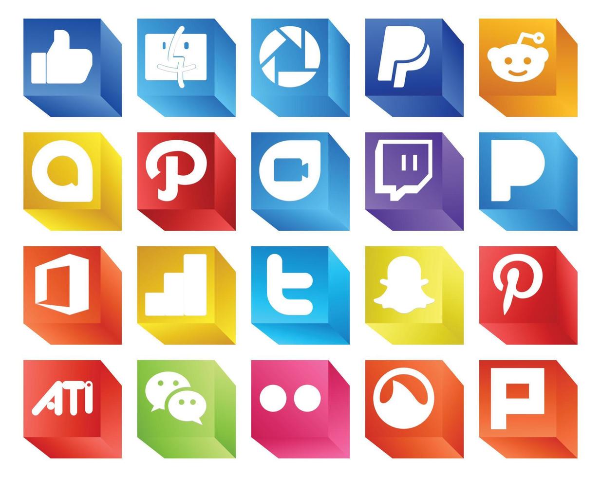 20 Social Media Icon Pack Including wechat pinterest twitch snapchat twitter vector