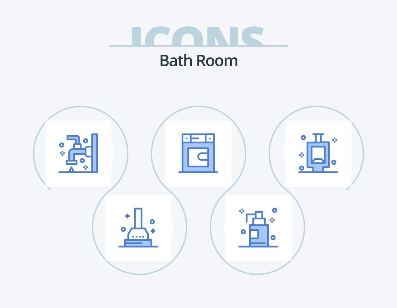 cuarto de baño icono azul paquete 5 diseño de iconos. . baño. limpieza. urinario. baño vector