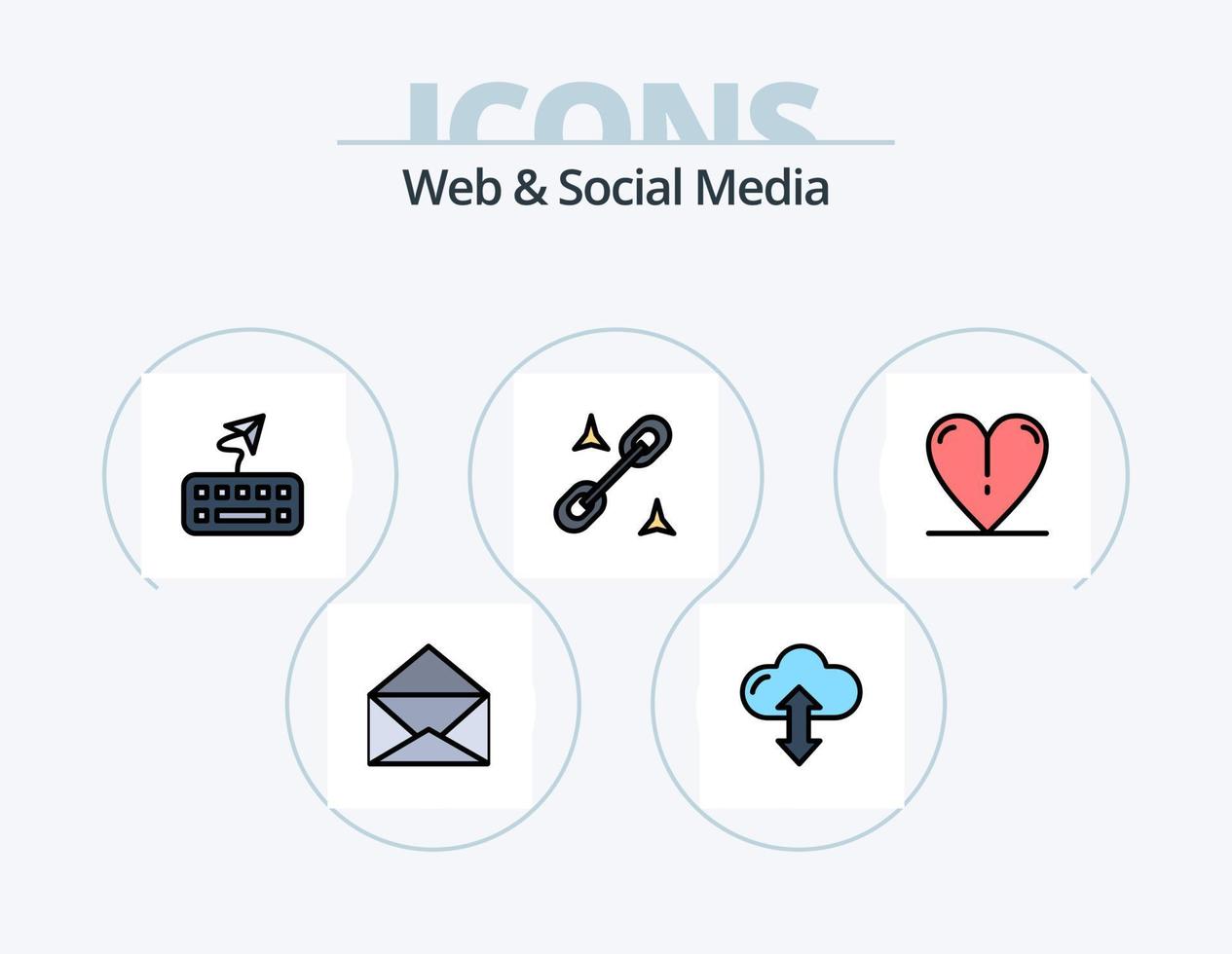 diseño de iconos llenos de línea web y redes sociales paquete de iconos 5. . posición . caja. logro . medios de comunicación vector