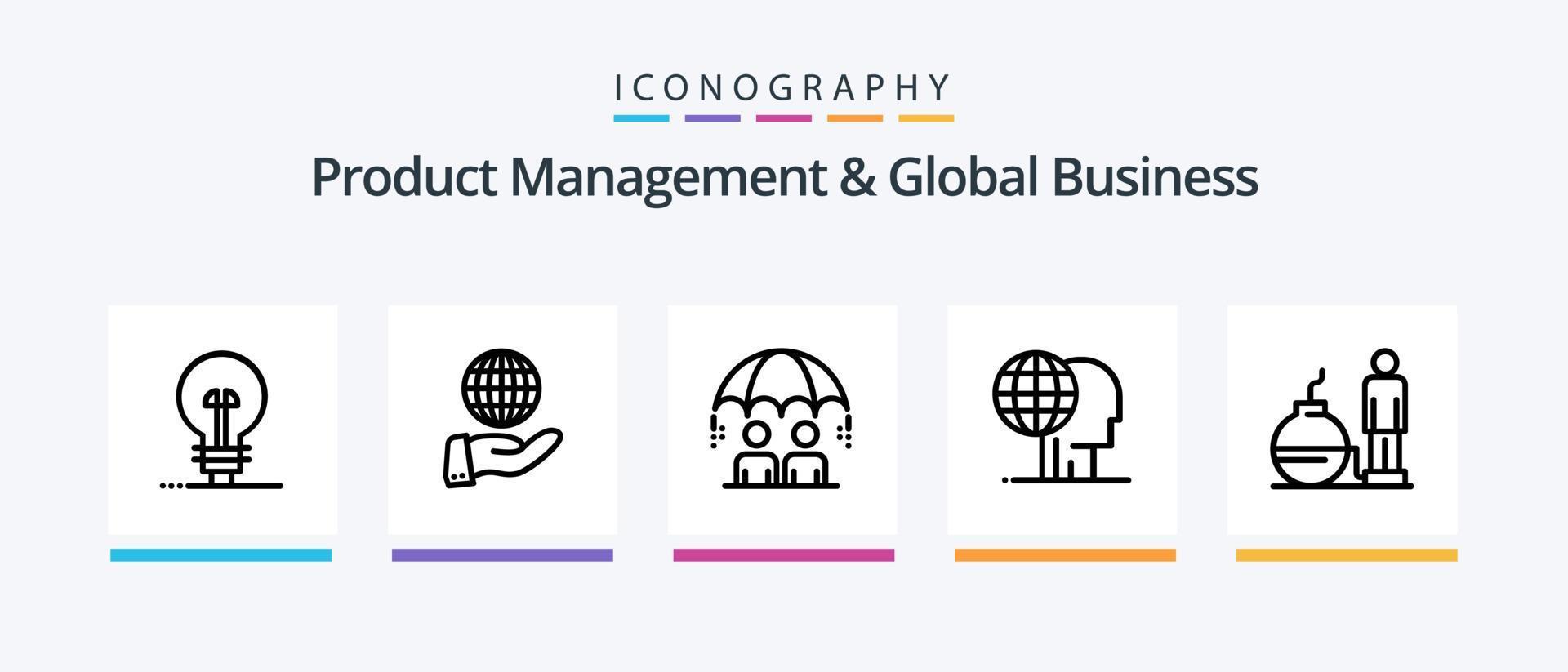 Product Managment And Global Business Line 5 Icon Pack Including . modern. international business. decisions. modern. Creative Icons Design vector