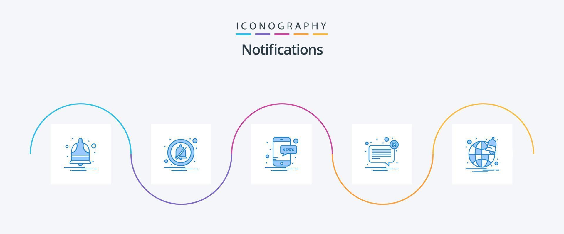 Notifications Blue 5 Icon Pack Including website. browser. news. not. mail vector