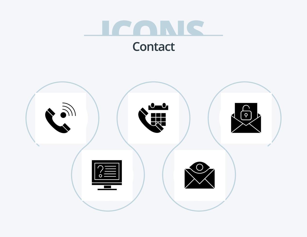 paquete de iconos de glifo de contacto 5 diseño de iconos. llamar. colador. correo electrónico. extrovertido. Contáctenos vector