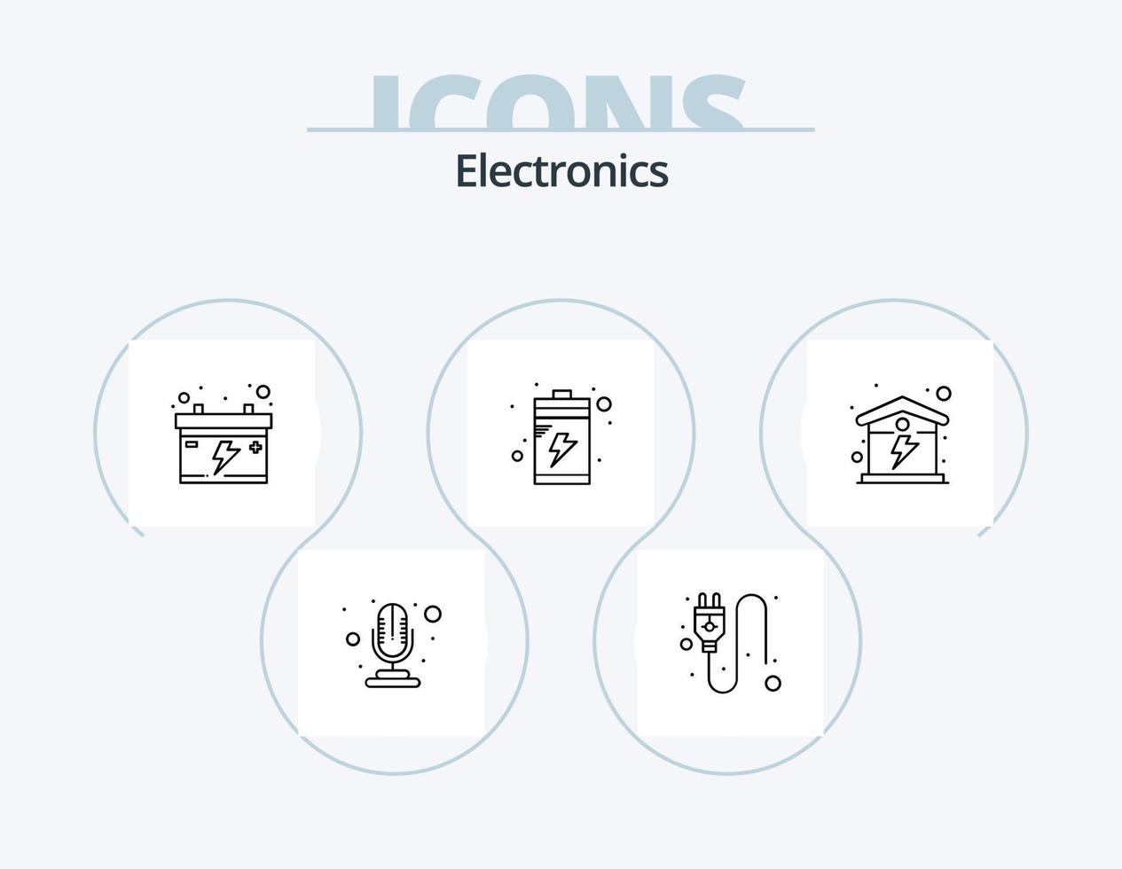 Electronics Line Icon Pack 5 Icon Design. song. music. tv. headset. voltmeter vector