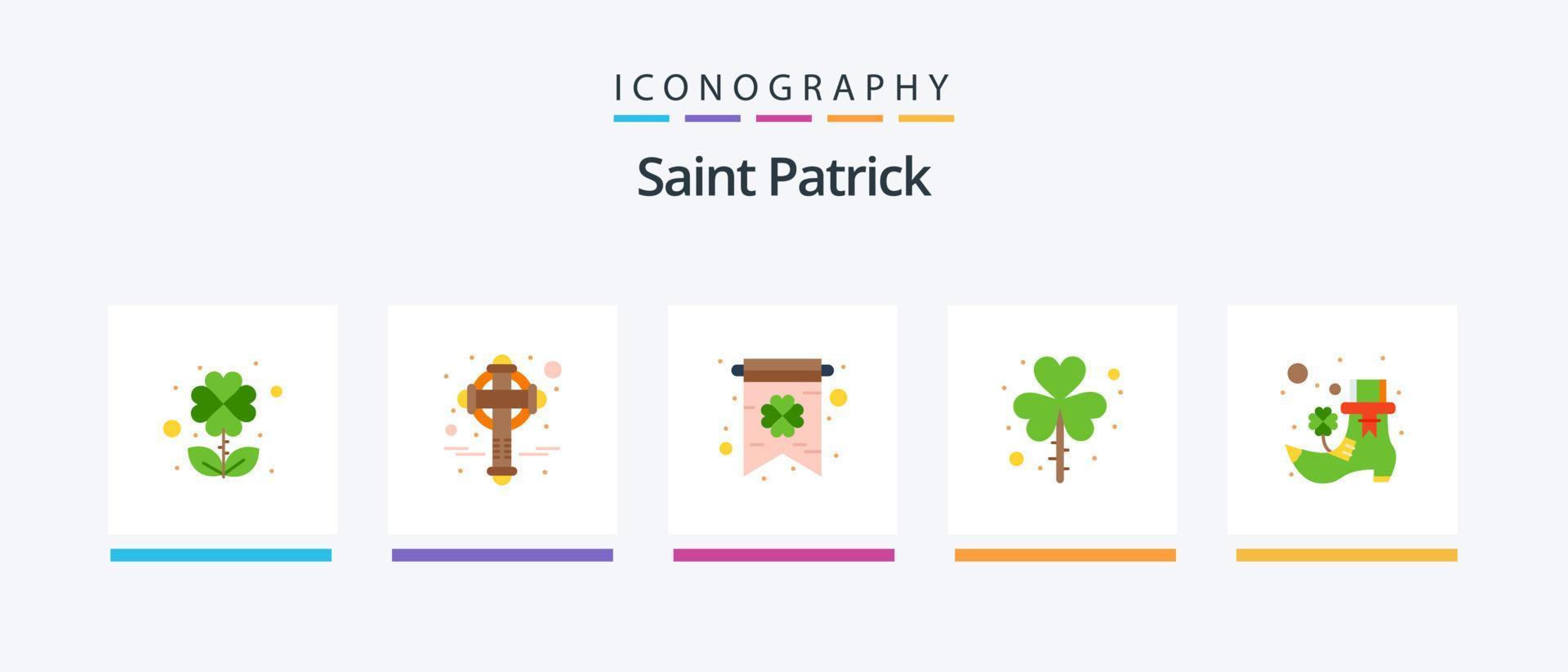 paquete de iconos de 5 pisos de san patricio que incluye duende. bota. trébol. trébol. Patricio. diseño de iconos creativos vector