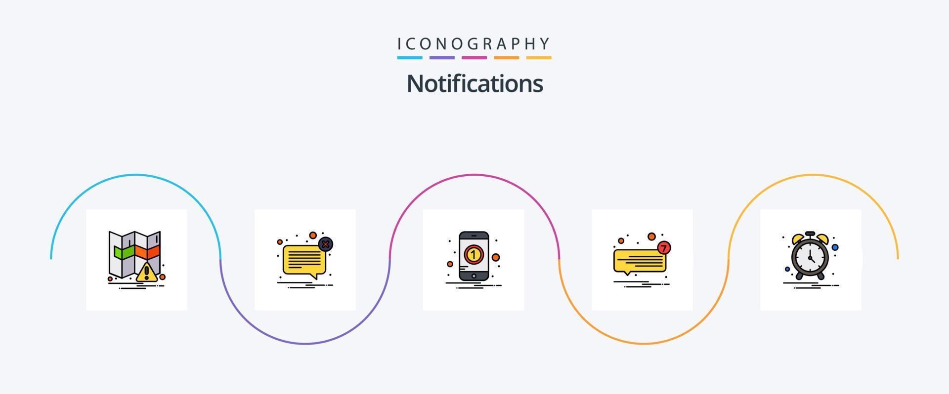 Notifications Line Filled Flat 5 Icon Pack Including alarm. speech. notification. sms. chat vector