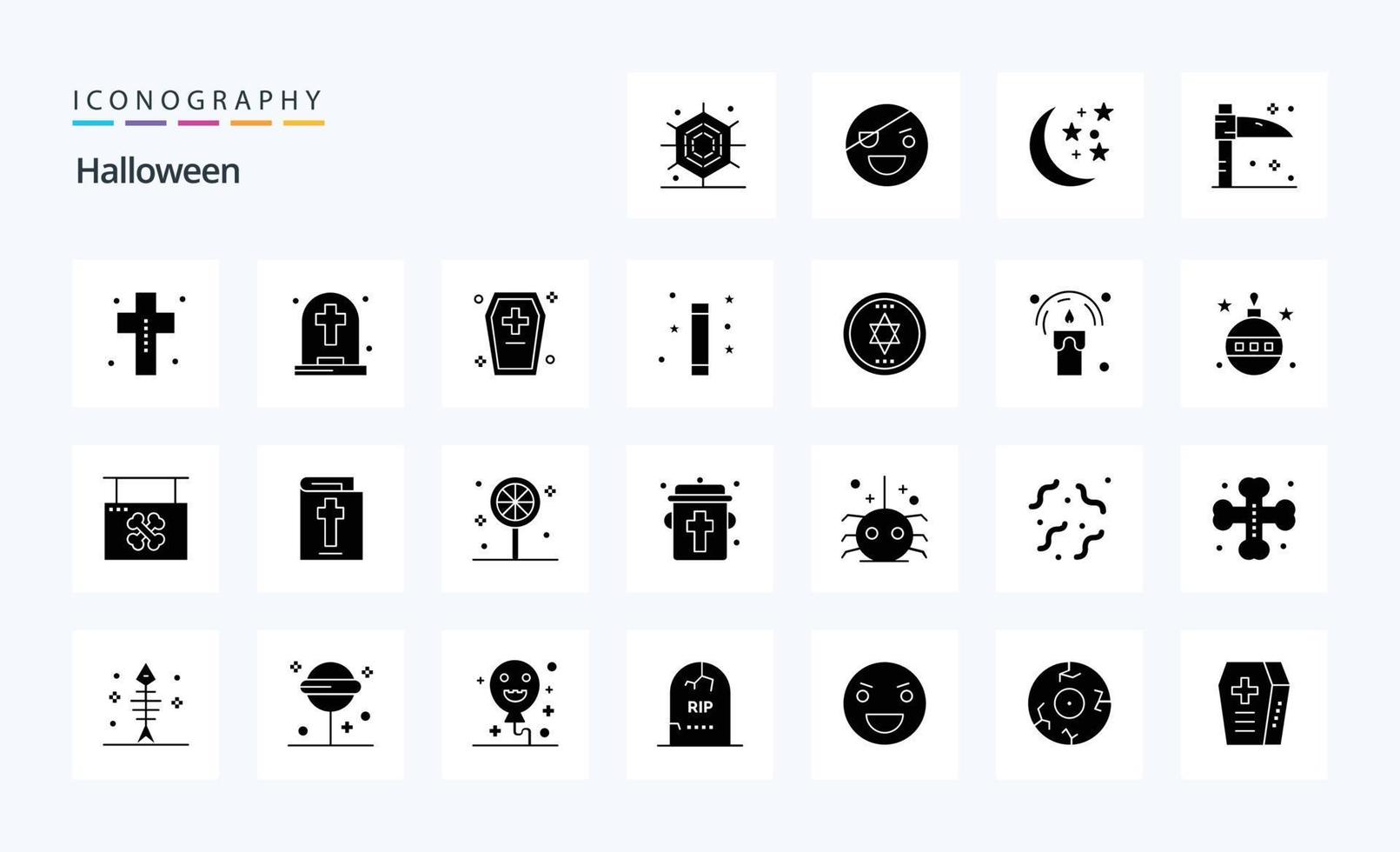 25 Halloween Solid Glyph icon pack vector