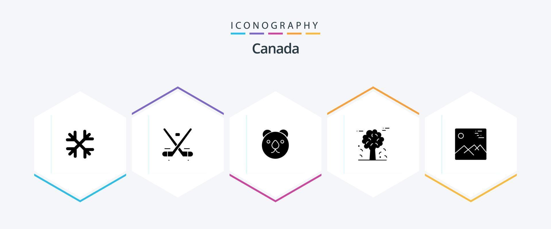 Canada 25 Glyph icon pack including gallery. pine trees. olympics. canada. alpine vector