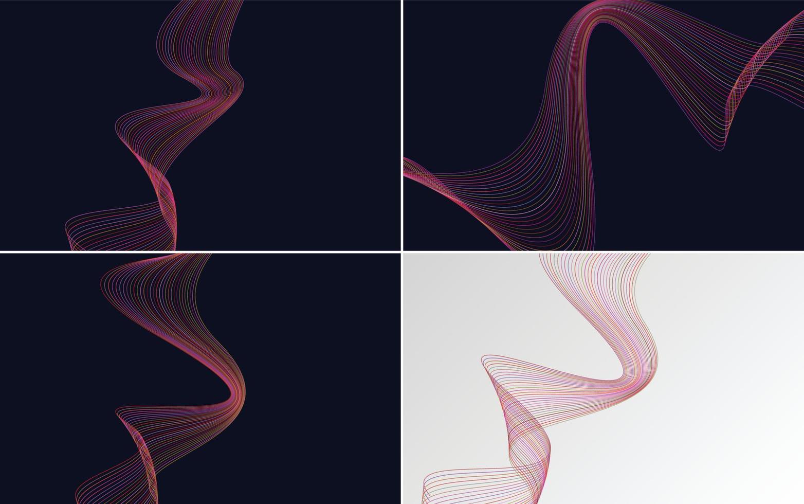 Set of 4 vector backgrounds featuring geometric wave patterns