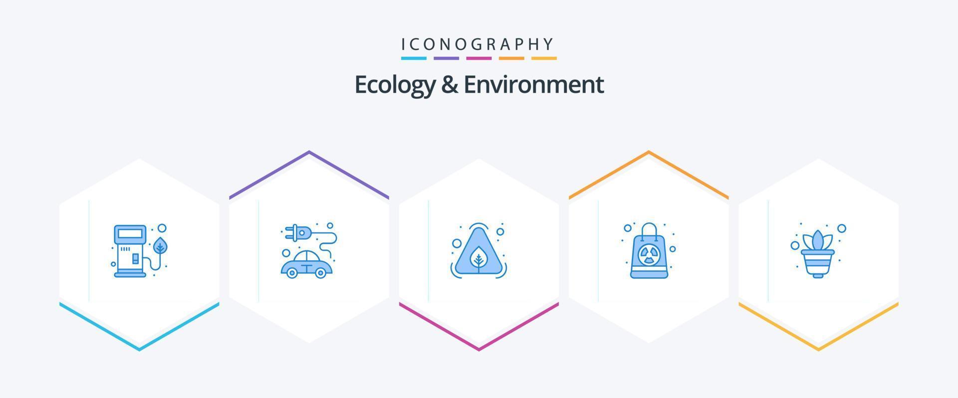 ecología y medio ambiente 25 paquete de iconos azules que incluye el crecimiento. bolsa. ecológico radioactivo. nuclear vector