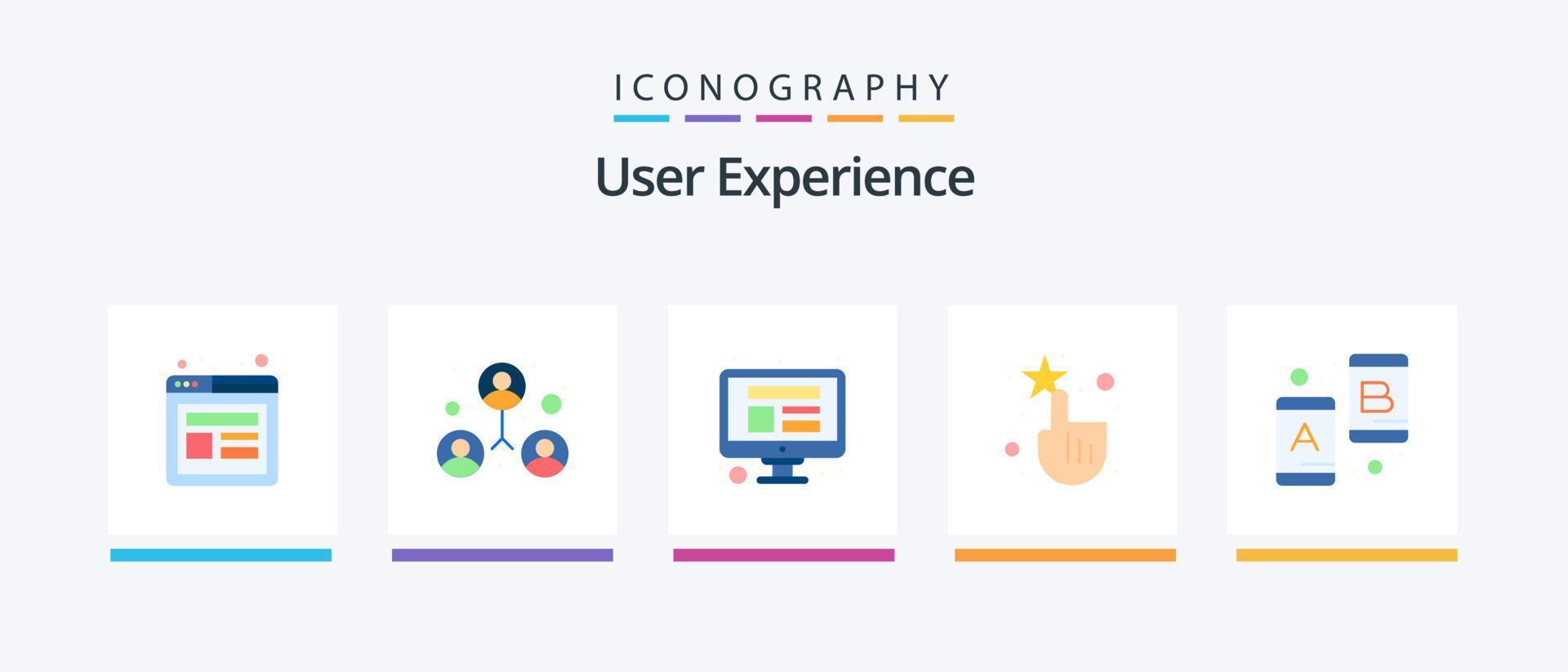User Experience Flat 5 Icon Pack Including . testing. website. experience. touch. Creative Icons Design vector