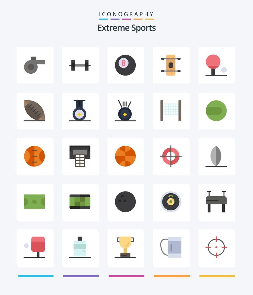 deporte creativo 25 paquete de iconos planos como el deporte. deporte. deporte. medalla. fútbol vector