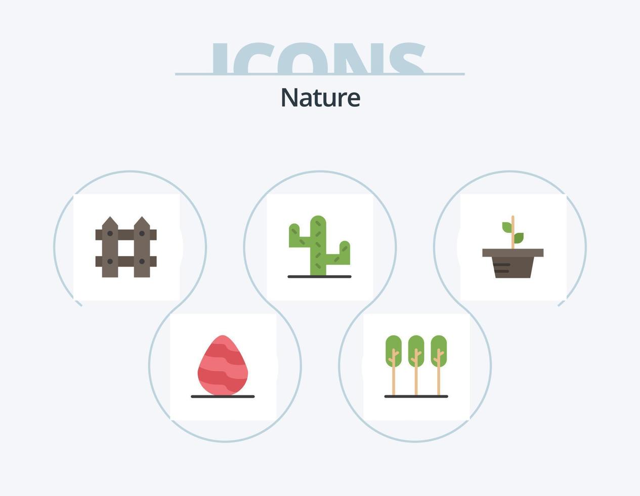 paquete de iconos planos de naturaleza 5 diseño de iconos. . naturaleza. jardín. hojas. desierto vector