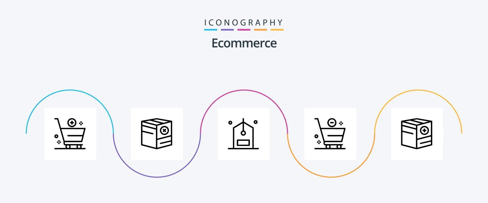 Ecommerce Line 5 Icon Pack Including e. cart. no. e. counter vector