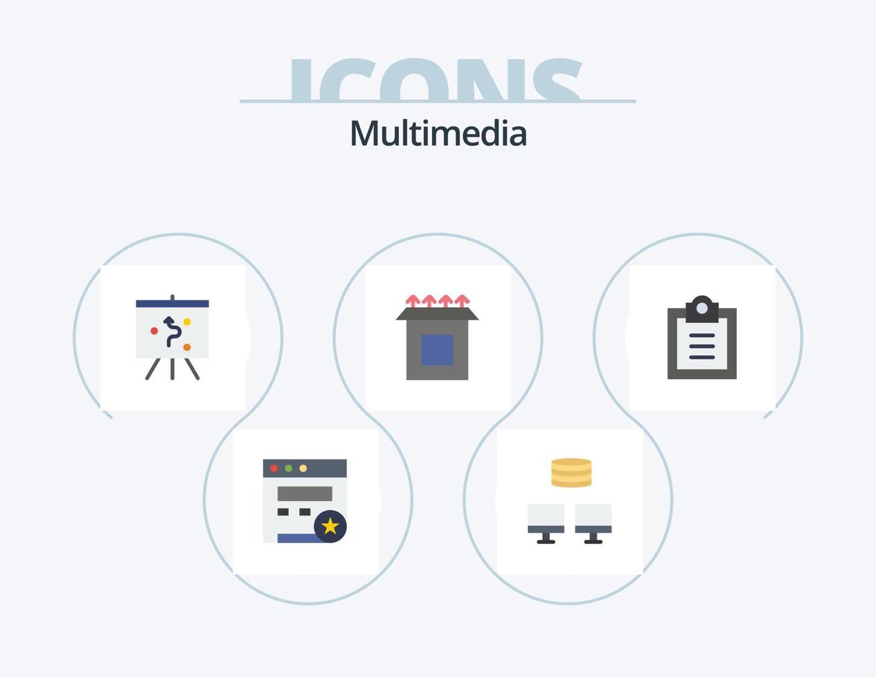 Multimedia Flat Icon Pack 5 Icon Design. . . strategy. todo. checklist vector